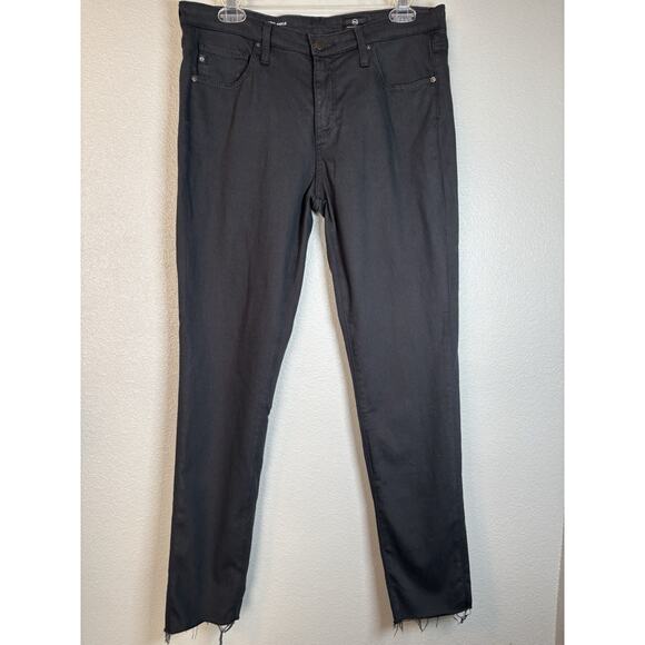 AG Adriano Goldschmied Legging Ankle Super Skinny Black Jeans Size 30R Raw Hem‎ - Picture 1 of 10